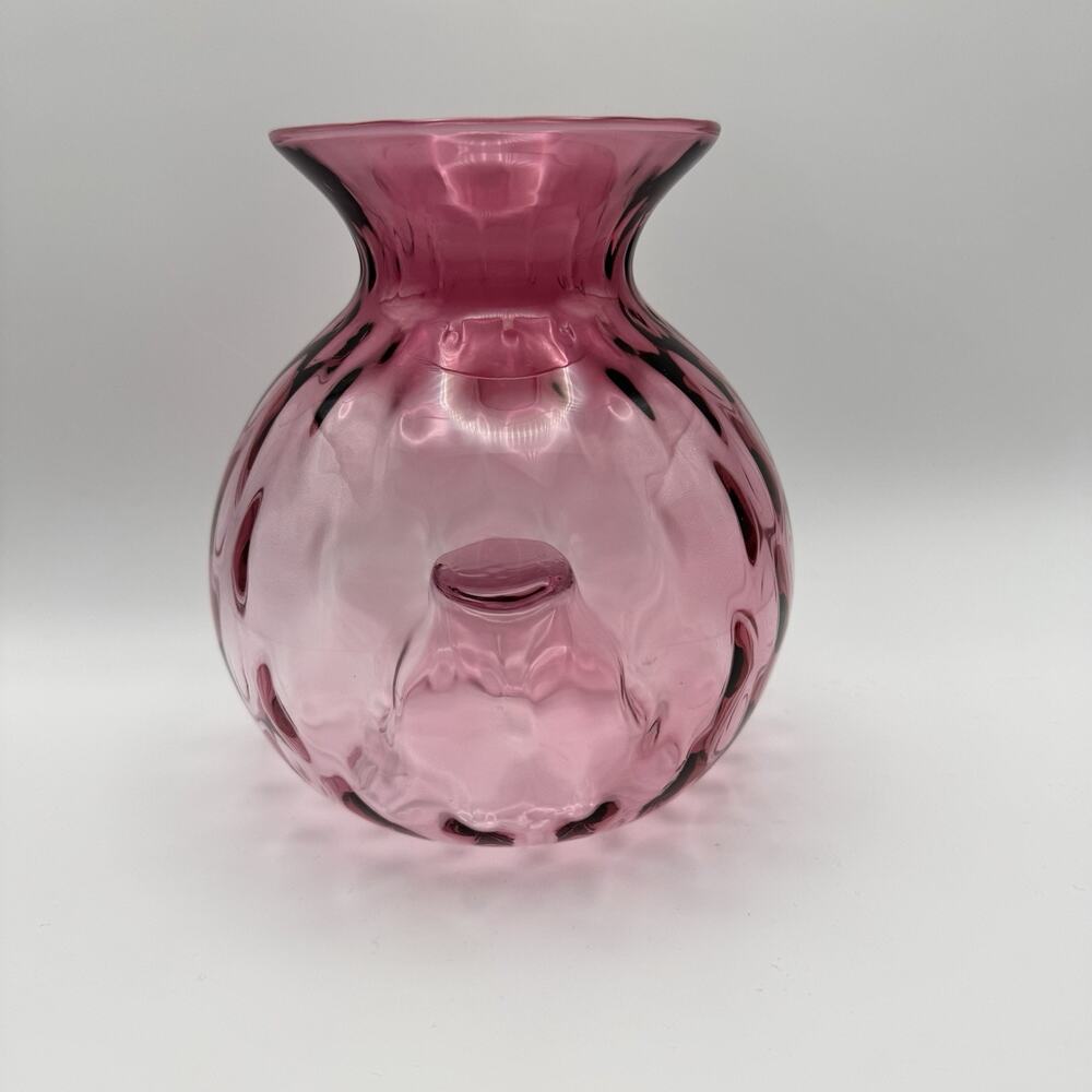 PILGRIM Glass‎ Vintage Pink hand blown round Vase 5 3/4"